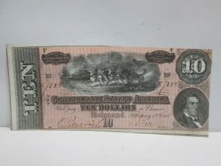 1864 Confederate States $10 Large Note