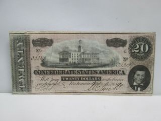 1864 Confederate States $20 Large Note