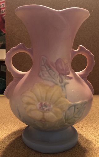 Vintage Hull Art Pottery Magnolia Vase 15 6 - 1/2” Pink,  Yellow,  Blue W/ Label
