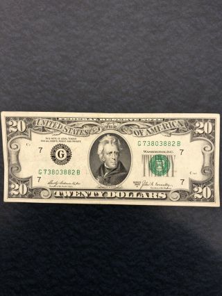 1969 $20 Twenty Dollar Bill Federal Reserve Note