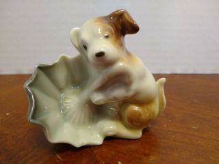 Vintage Puppy Dog And Umbrella Figurine,  Made In Japan
