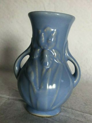 Vintage Shawnee Art Pottery Blue Iris 5” Vase Usa