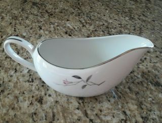 Cherry Blossom By Fine China Of Japan Gravy Boat Pink Flowers Gray Leaves