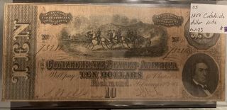 1864 $10 Ten Dollars Confederate States Of America Currency Note Richmond
