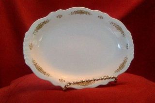 Vintage Homer Laughlin Best China White/gold Scalloped Oval Platter 11.  5 X 8.  5