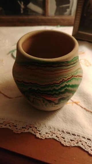 Neat Older Vintage Nemadji Small Multi - Colored Pottery Dish Bowl App 2 By 3 1/2