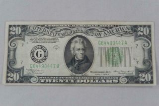 Series 1934 A $20 Twenty Dollars Federal Reserve Note Frn G Chicago 1934a P0310