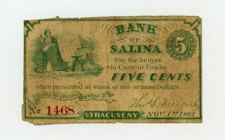 1862 5c Thomas Truaire - Syracuse,  York Merchant Scrip At Bank Of Salina