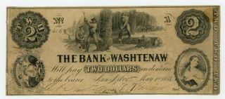 1854 $2 The Bank Of Washtenaw - Ann Arbor,  Michigan Note