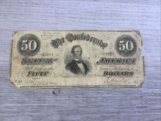 1864 $50 Confederate Civil War Bank Note