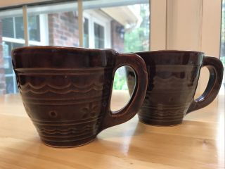 Set Of 2 Marcrest Daisy Dot Coffee Mug/cup Pottery Brown Vintage.