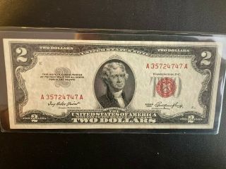 1953 Two Dollar Note Red Seal $2 Bill Us Currency Old Money Crisp Uncirculated