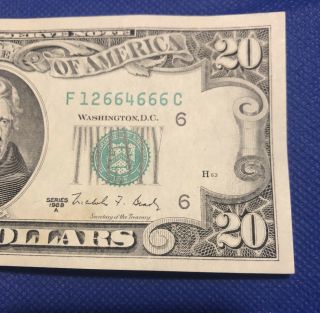 1988a $20 Old Style Twenty Dollar Bill F6 District Fancy S F 12664666 C