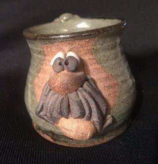 Ugly Funny Face Signed Pottery Vintage Stoneware L@@k Short Mug