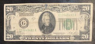 1928 B $20.  00 Federal Reserve Note Chicago