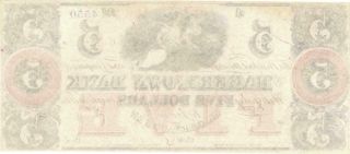 Maryland Hagerstown Bank $5 Dollars Obsolete Currency ca 1850 CU 2