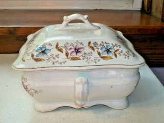 Victorian J.  M.  & Co Ironstone Square Handled Vegetable Serving Dish Tureen 1880s 2