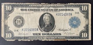 1914 $10 Large Note Blue Seal Federal Reserve Note