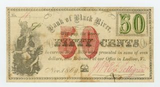 1862 50c J.  W.  & E.  G.  Pettigrew At Bank Of Black River - Ludlow,  Vermont Note