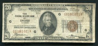 Fr.  1870 - G 1929 $20 Frbn Federal Reserve Bank Note Chicago,  Il