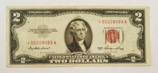 1953 Star Red Seal Us Two Dollar Note $2 Bill