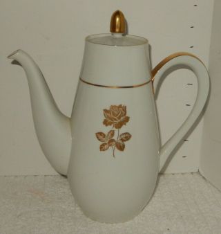 Vintage Sango Japan Gold Rose Fine China Teapot Coffee Pot W/lid