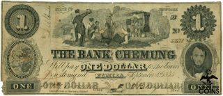 1855 Us $1 Note Bank Of Chemung Elmira State Of York Secured By Pledge