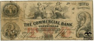 1864 U.  S.  $2 Bank Note,  State Of York,  The Commercial Bank Of Glen 