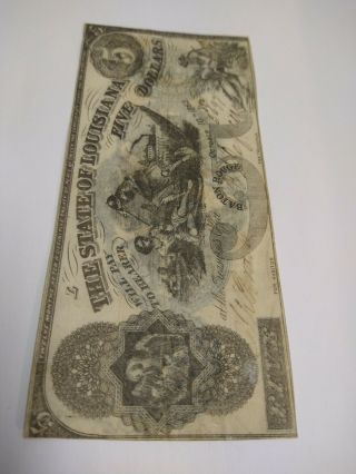1862 Five Dollars The State Of Louisiana Choice Bu