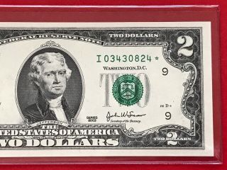 Star Note 2003 $2 Two Dollar Bill (minneapolis) P - 2,  Uncirculated