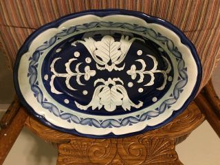 Vintage Blue and white large serving bowl Century china.  Unique serving bowl 2