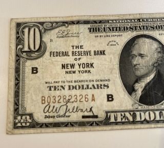 1929 Federal Reserve Bank of York $10 brown seal national currency NR 2