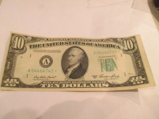 1950 A 10.  00 U.  S.  Federal Reserve " Star " Note