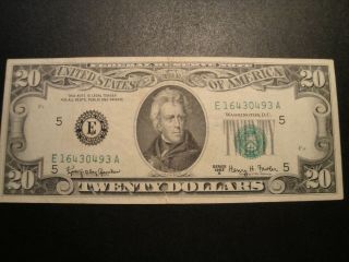 (1) $20.  00 Series 1963 - A (e) Federal Reserve Note Xf Circulated