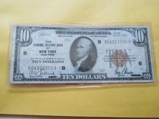 1929 $10 The Federal Reserve Bank Of York,  York
