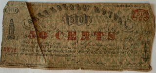 1861 Confederate Currency Greensboro North Carolina 50 Cents Civil War Bank Note