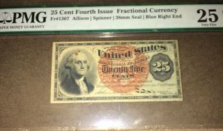 25 C Fourth Issue Fractional Currency Pmg25