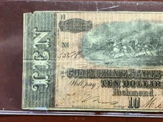 1864 $10 Ten Dollar Confederate States of America Note.  Richmond 2