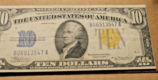 1934 - A North Africa $10 Dollar Bill Silver Certificate Yellow Seal Ww Ii
