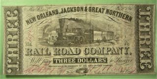 Confederate Railroad,  No J & Gn $3,  Nov 16,  1861.