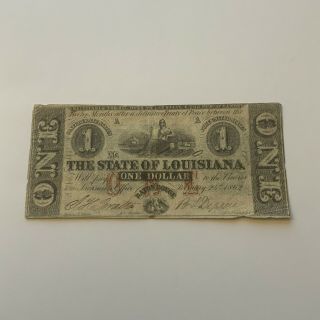 1862 Louisiana $1 Obsolete Currency State Of Louisiana,  Baton Rouge La