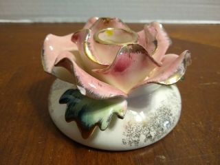 Vintage Ceramic Rose Candle Stick Holder,  Made In Japan