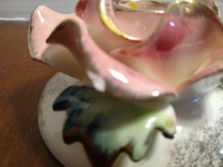 Vintage Ceramic Rose Candle Stick Holder,  Made In Japan 2