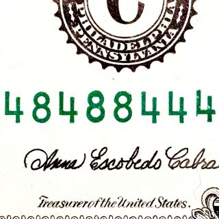 2006 $1 Frn Fancy Serial Number C48488444a Binary Note U.  S.  Currency Note Bill