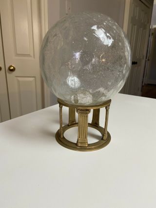 Decorative Glass Golf Ball On Brass Stand Decor For Living Room Study Den