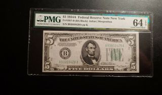 1934a,  $5 Federal Reserve Note,  Pmg 64 Cu,  Epq.