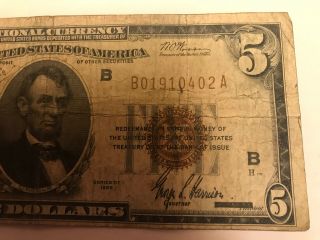 1929 $5 Federal Reserve Bank York,  NY National Currency 3