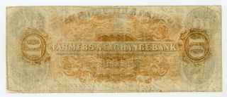 1859 $10 The Farmers & Exchange Bank of Charleston,  SOUTH CAROLINA Note 2