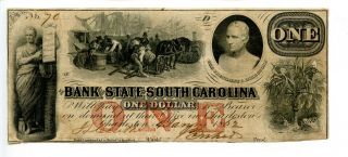 1862.  $1 Charleston,  South Carolina.  Bank Of The State Of South Carolina