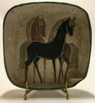 Vintage Italian Pottery Raymor Ashtray Horse Horses Equestrian Italy